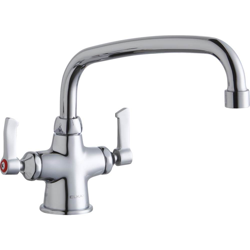 Elkay Single Hole with Concealed Deck Faucet with 10'' Arc Tube Spout 2'' Lever Handles Chrome