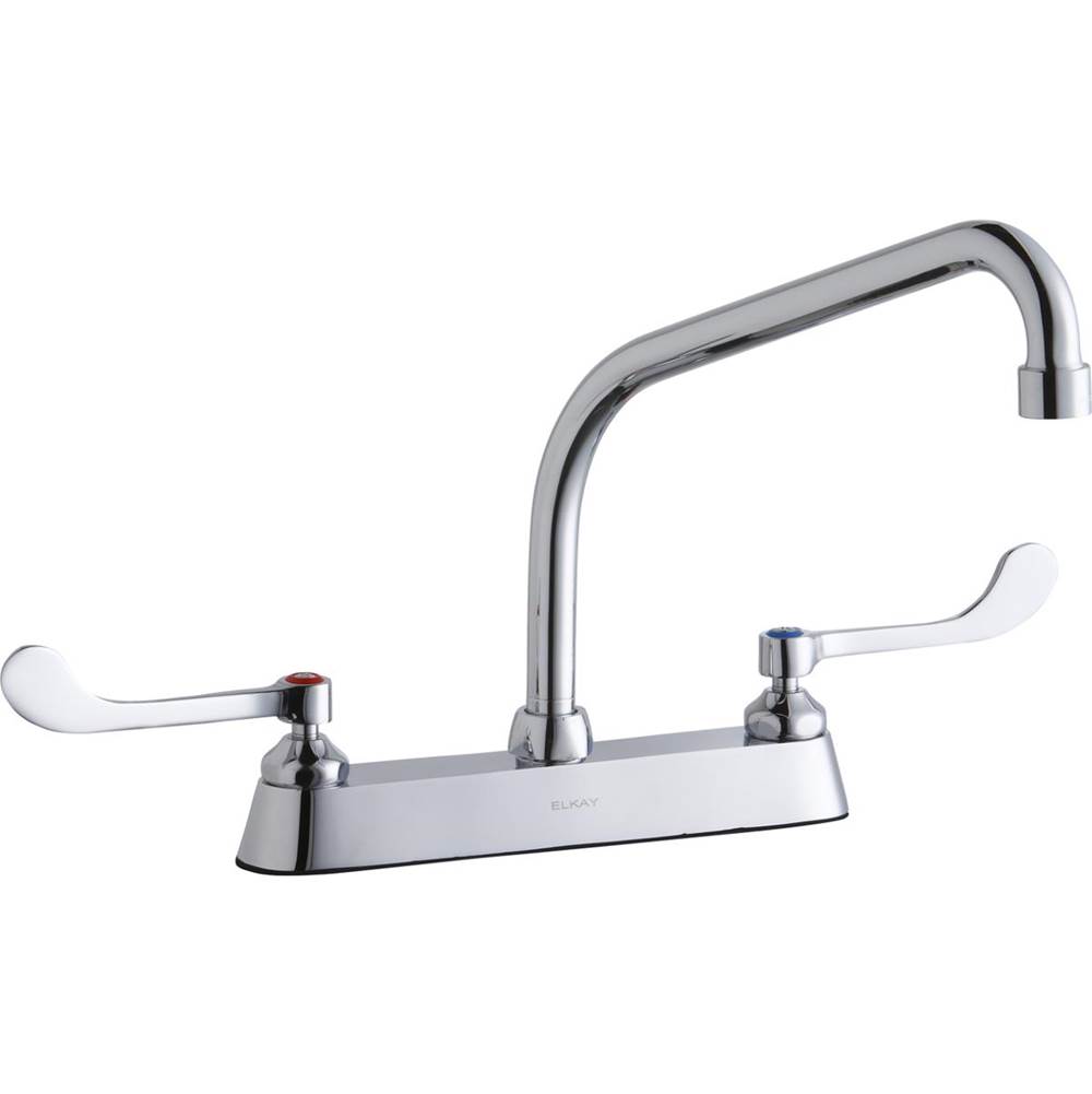 Elkay 8'' Centerset with Exposed Deck Faucet with 10'' High Arc Spout 6'' Wristblade Handles Chrome