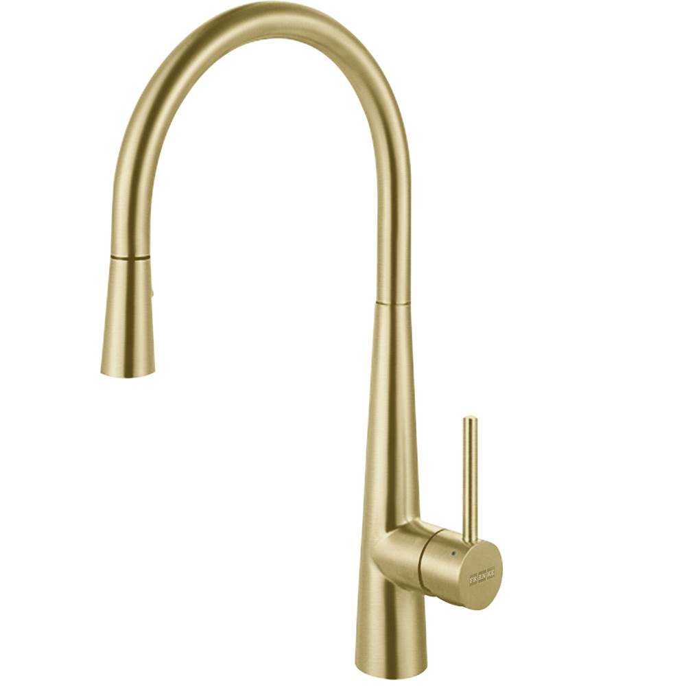 Franke Steel 17.5-inch Single Handle Pull-Down Kitchen Faucet in Gold, STL-PD-IBK