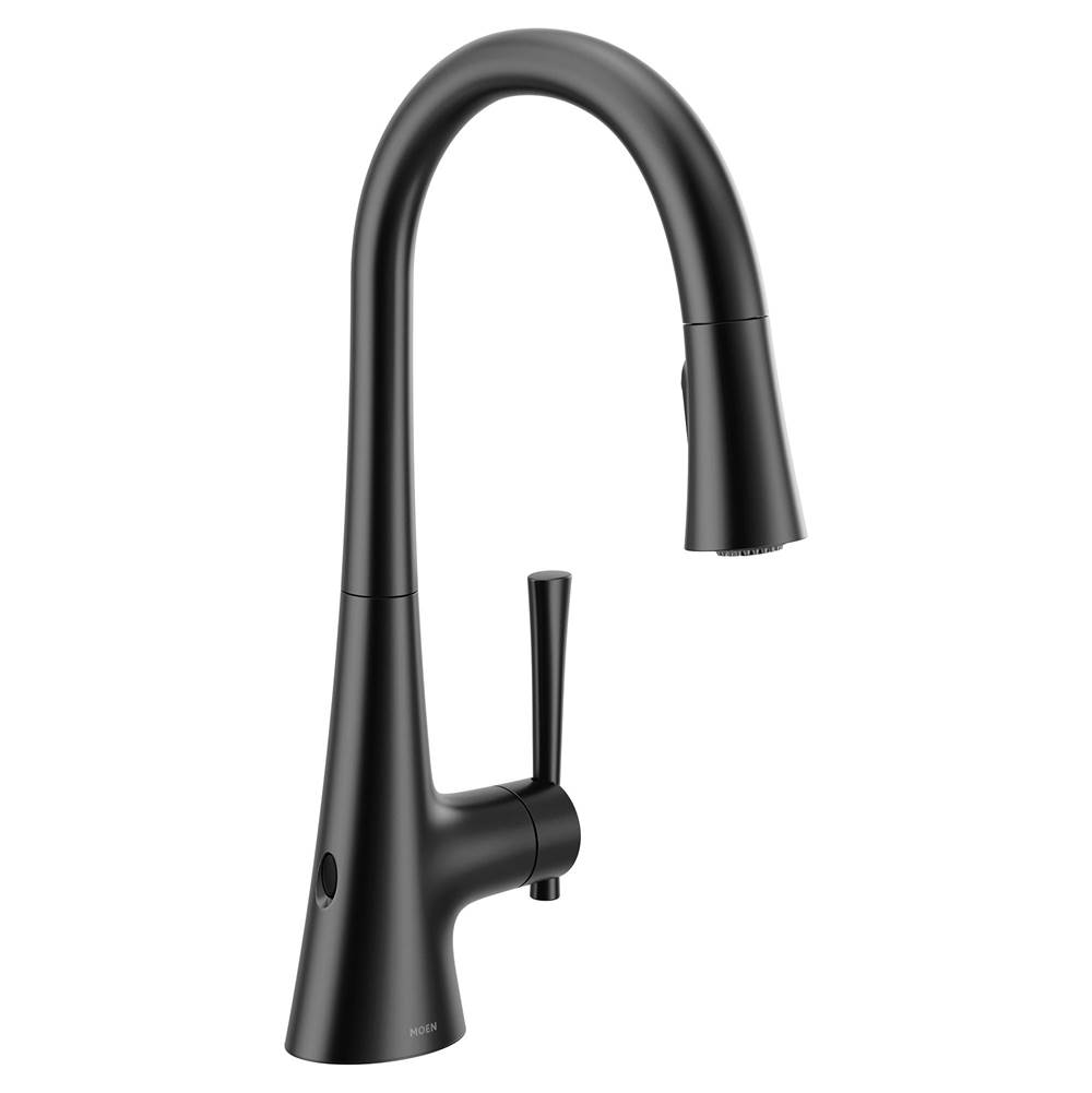 Moen KURV Touchless 1-Handle Pull-Down Sprayer Kitchen Faucet with MotionSense Wave and Power Clean in Matte Black