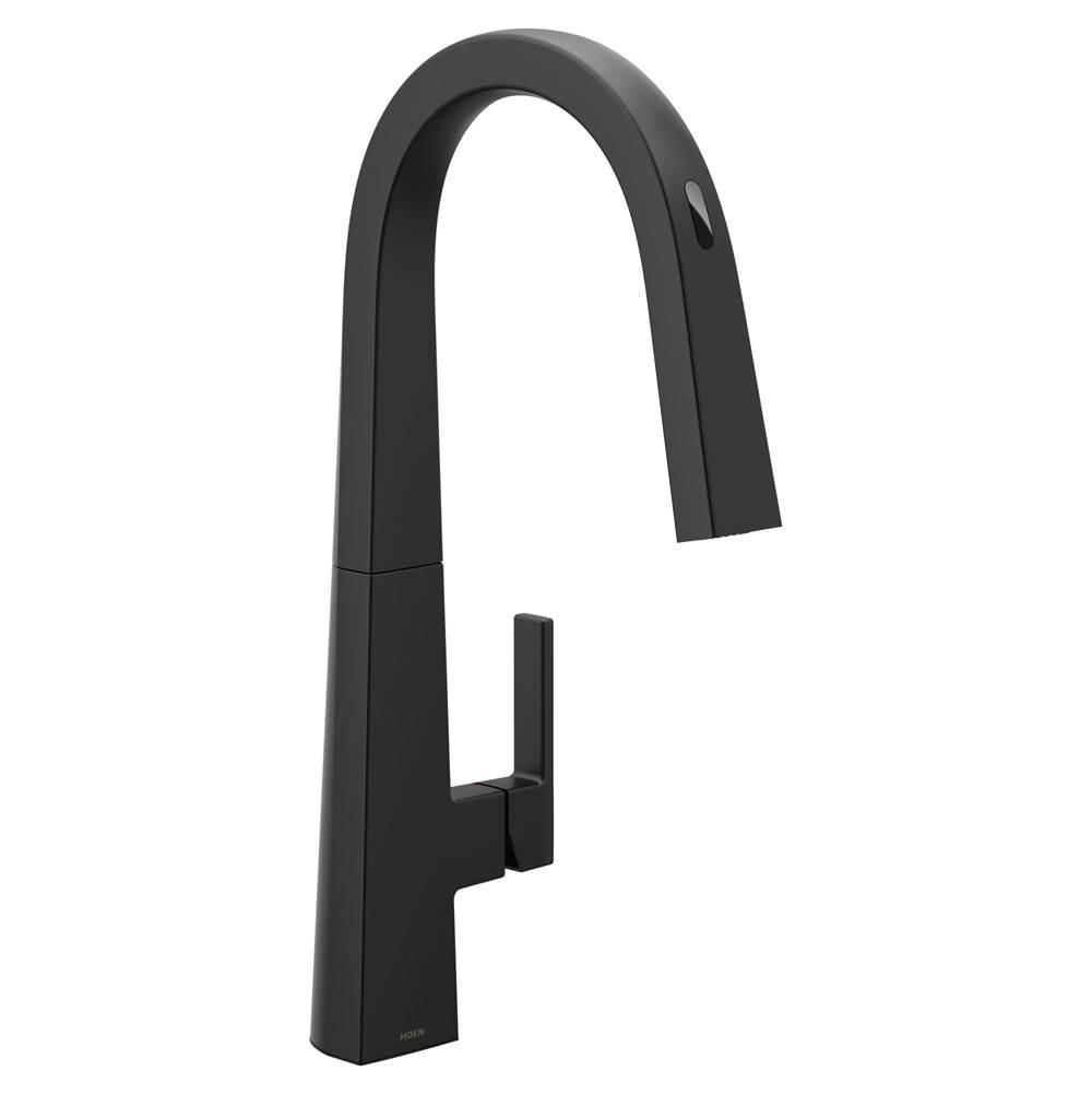 Moen Nio Smart Faucet Touchless Pull Down Sprayer Kitchen Faucet with Voice Control and Power Boost, Matte Black