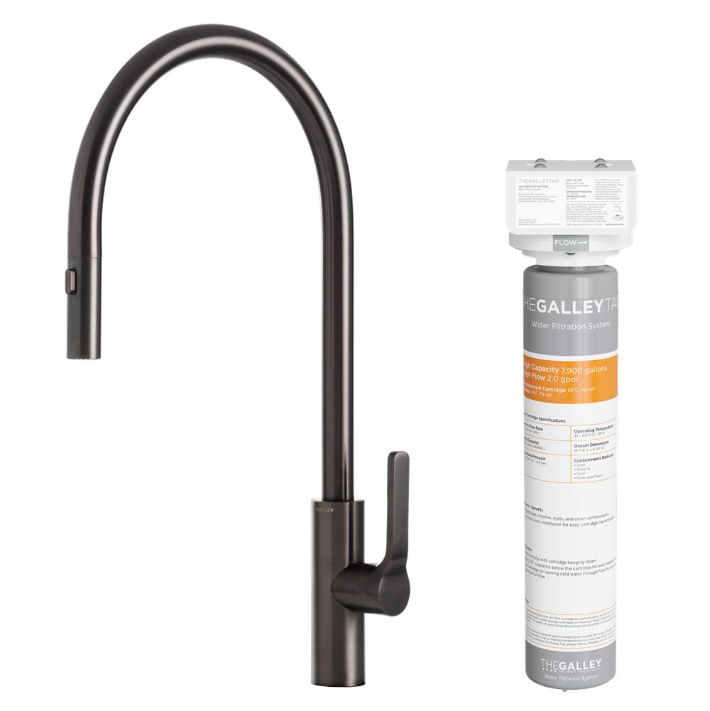 The Galley Ideal Tap High-Flow in PVD Satin Black Stainless Steel and Water Filtration System