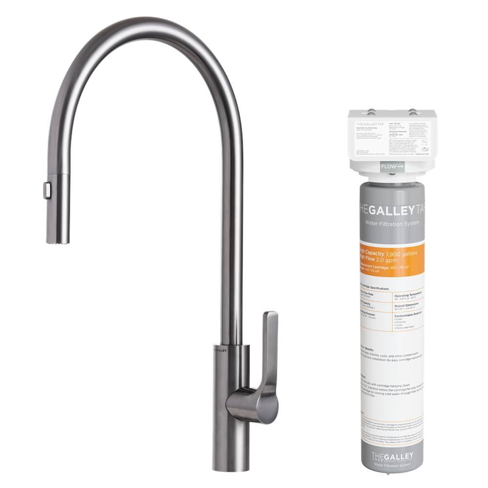 The Galley Ideal Tap High-Flow in PVD Gun Metal Gray  Stainless Steel and Water Filtration System