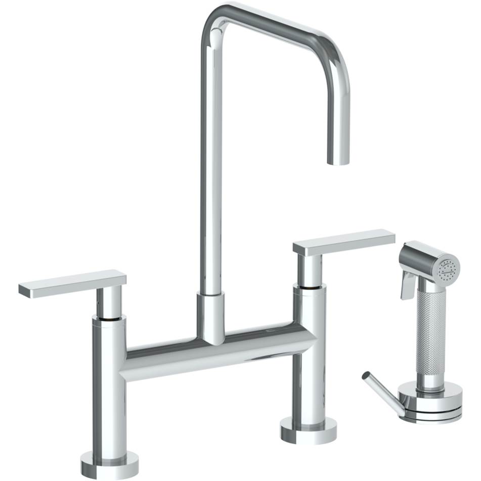 Watermark Deck Mounted Bridge Square Top Kitchen Faucet with Independent Side Spray