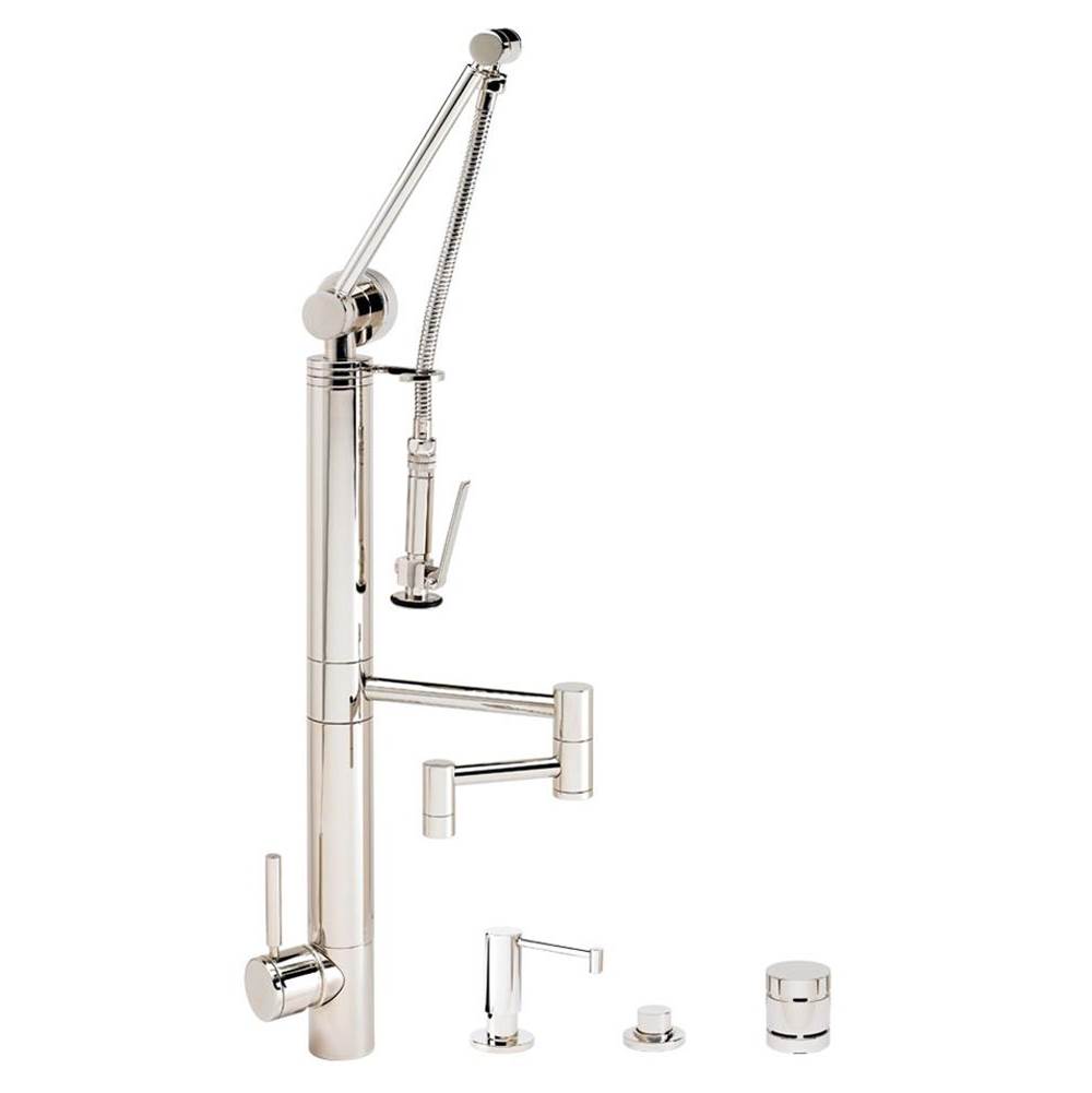 Waterstone Waterstone Contemporary Gantry Pulldown Faucet - 12'' Articulated Spout - 4pc. Suite
