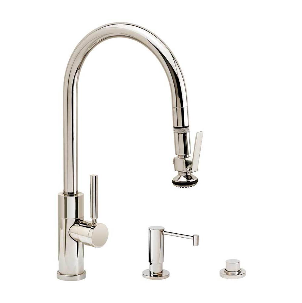 Waterstone Waterstone Modern PLP Pulldown Faucet - Lever Sprayer - Angled Spout - 3pc. Suite