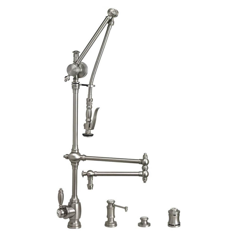 Waterstone Waterstone Traditional Gantry Pulldown Faucet - 18'' Articulated Spout - 4pc. Suite